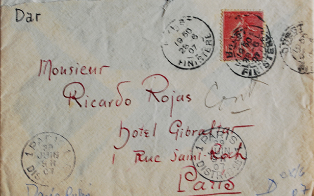Sobre. Invitación Darío a Rojas, 28 jun 1907
