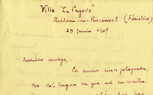Carta  Invitación Darío a Rojas, 28 jun 1907